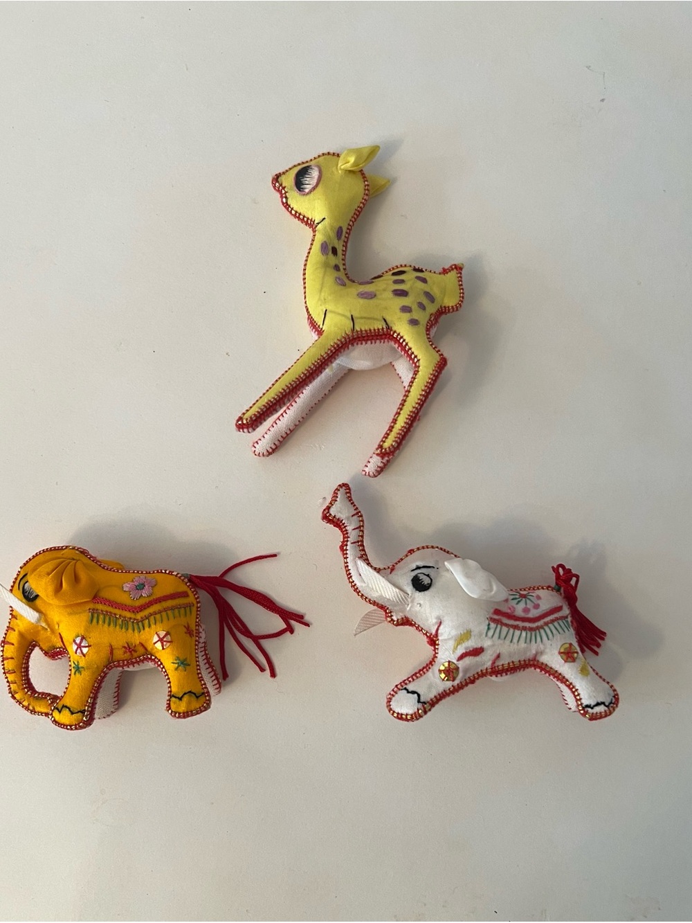 Vintage Handmade Indian Embroidered Stuffed Animal Ornaments. Set of 10. - Picture 7 of 10